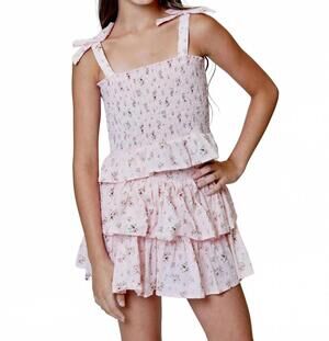 NEW SMALL SHOP kids smocked top and skort set in petite floral